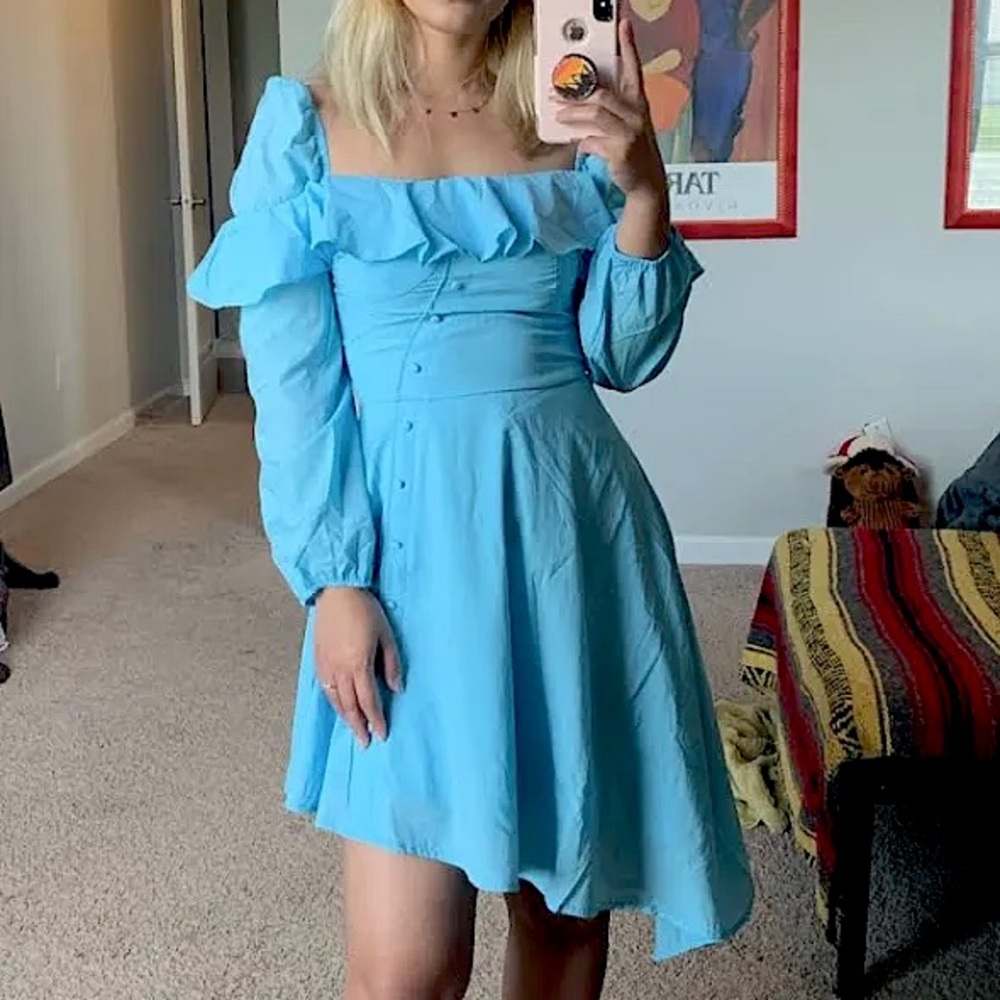 Eggie light blue asymmetrical summer dress